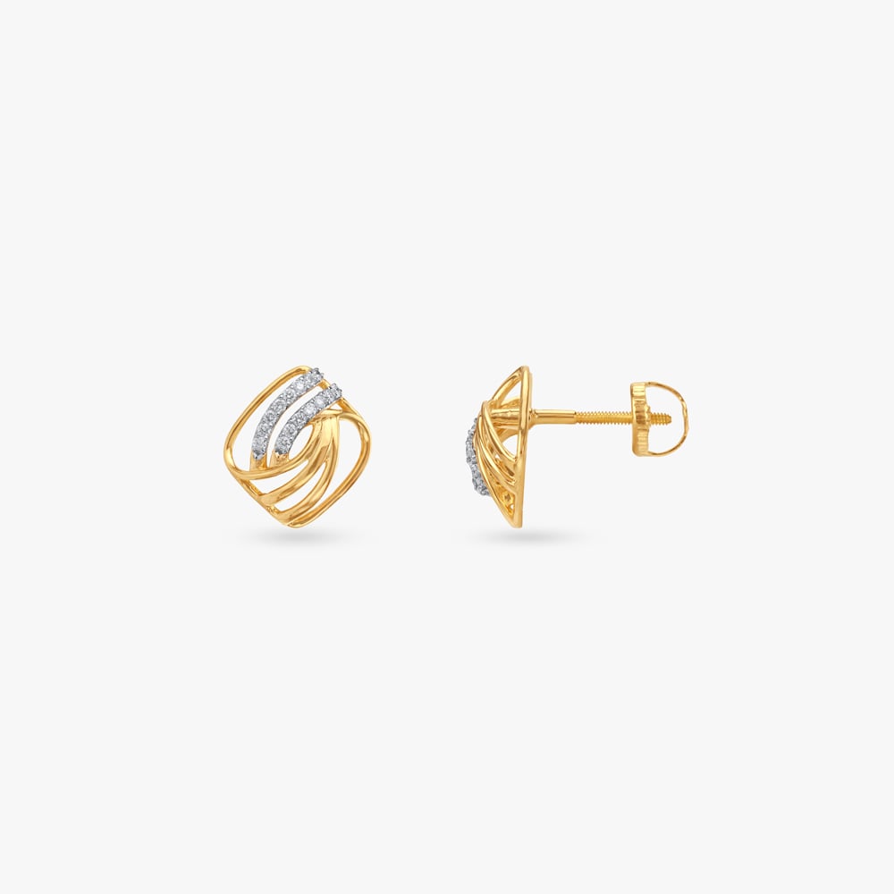 Sculpted Flair Diamond Stud Earrings,,hi-res image number null