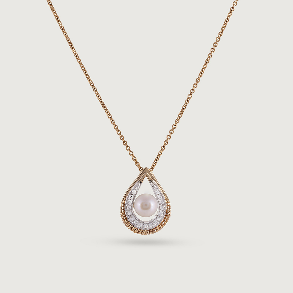 Soft Lustrous Pearl & Diamond Pendant,,hi-res image number null