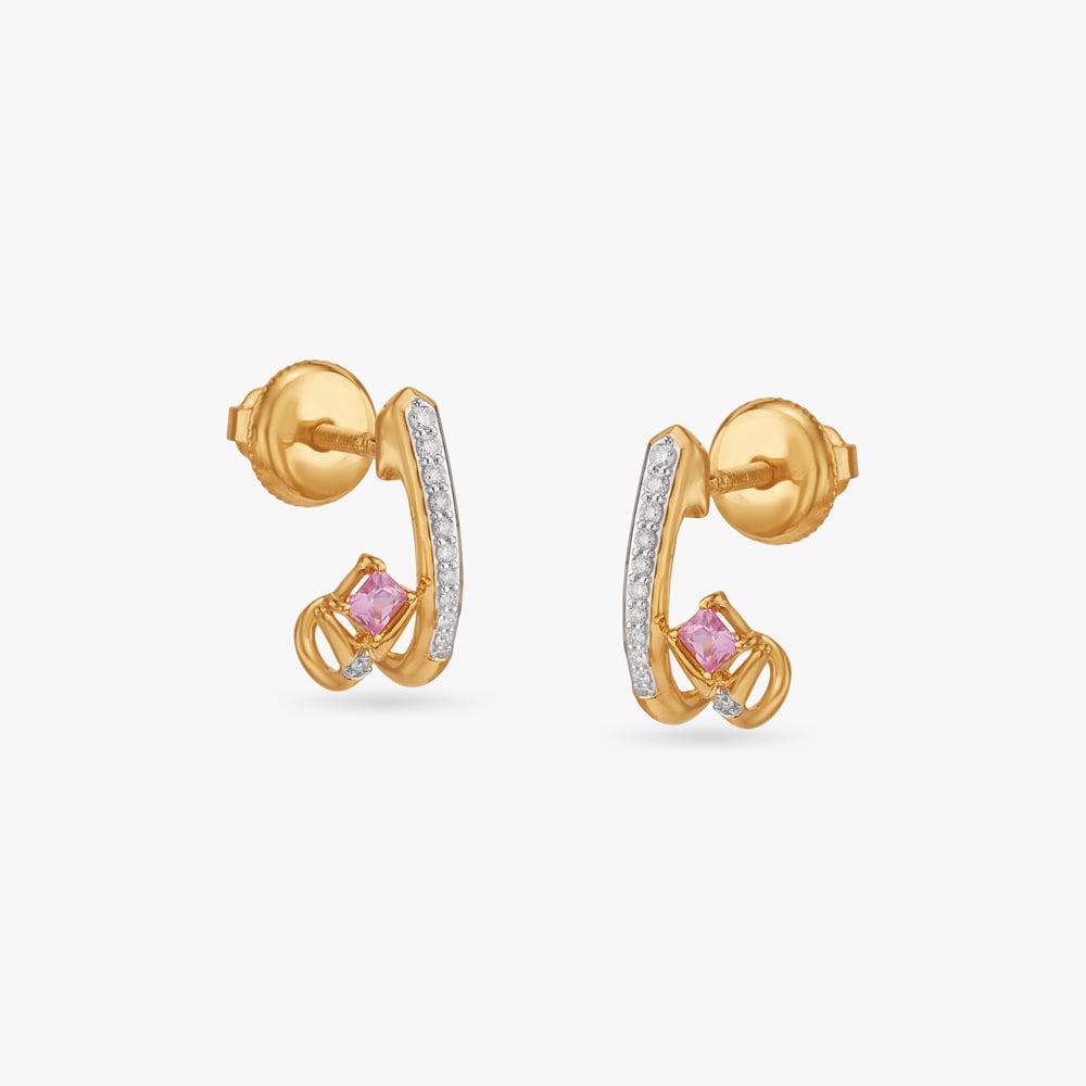 Blush Edge Diamond Hoop Earrings,,hi-res image number null