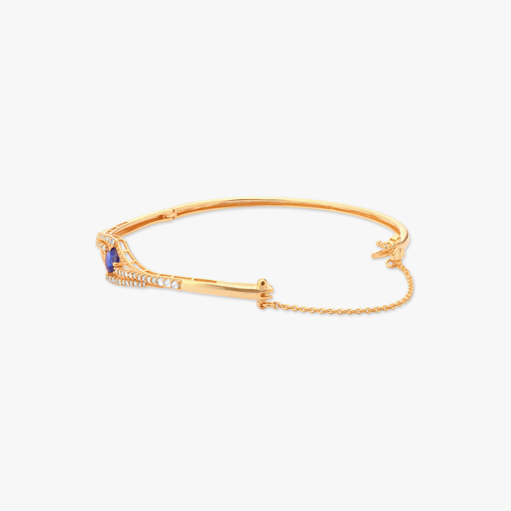Sapphire Wave Open Polki Gold Bangle,,hi-res image number null