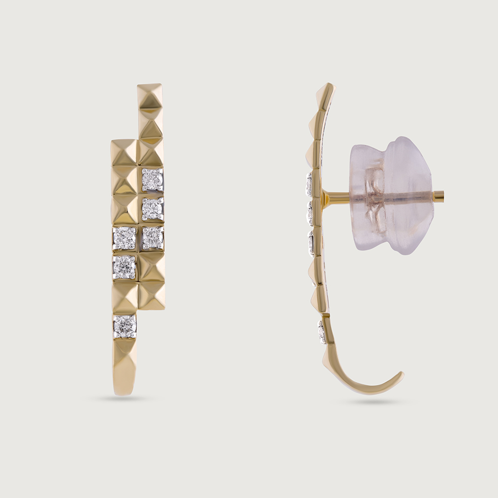 Sequin Glow Gold & Diamond Stud Earrings,,hi-res image number null