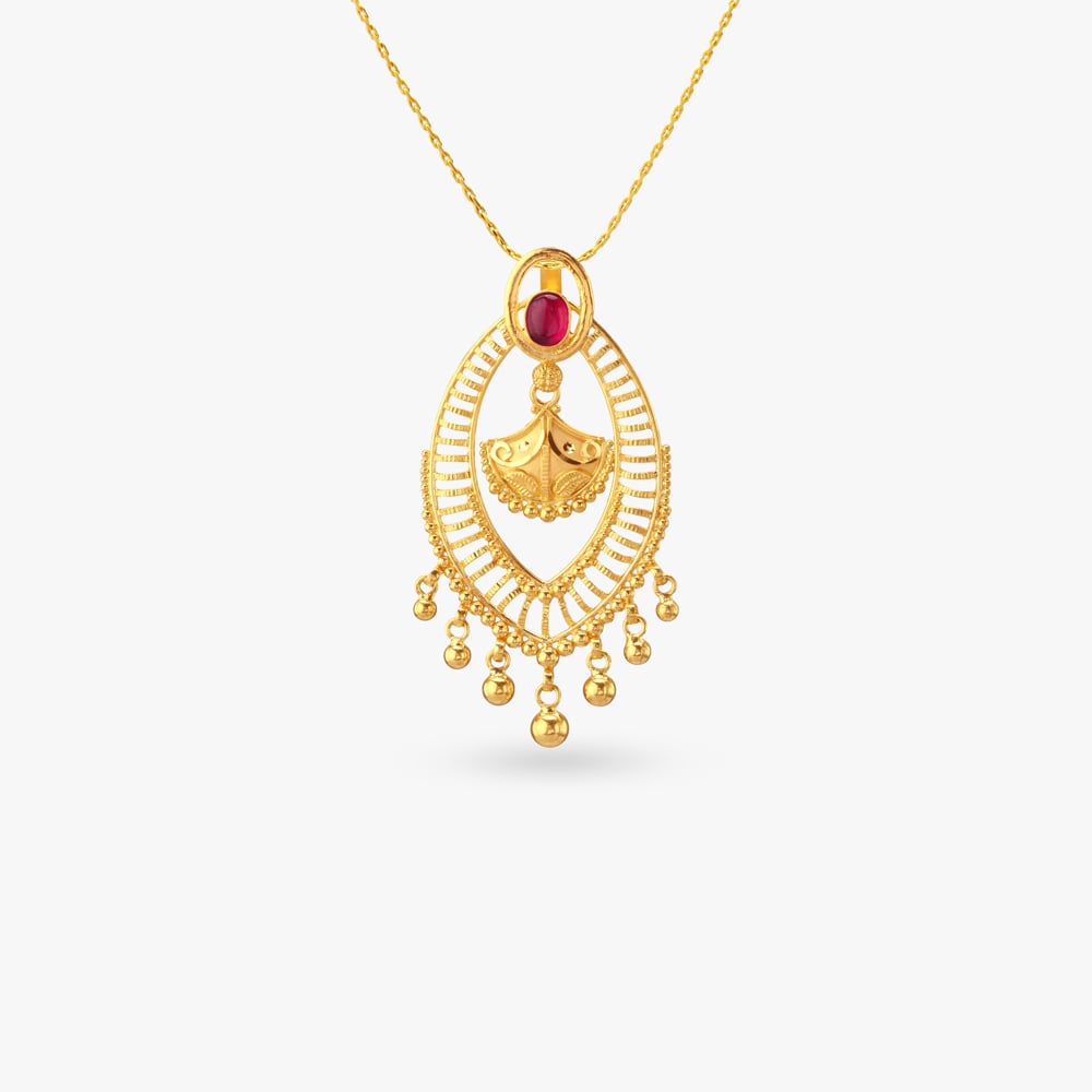 Scarlet Bloom Gold Pendant and Earrings Set,,hi-res image number null