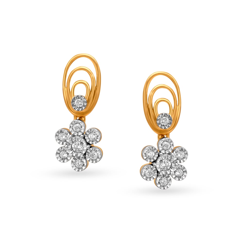 

Charming Spirals and Florals Diamond Drop Earrings