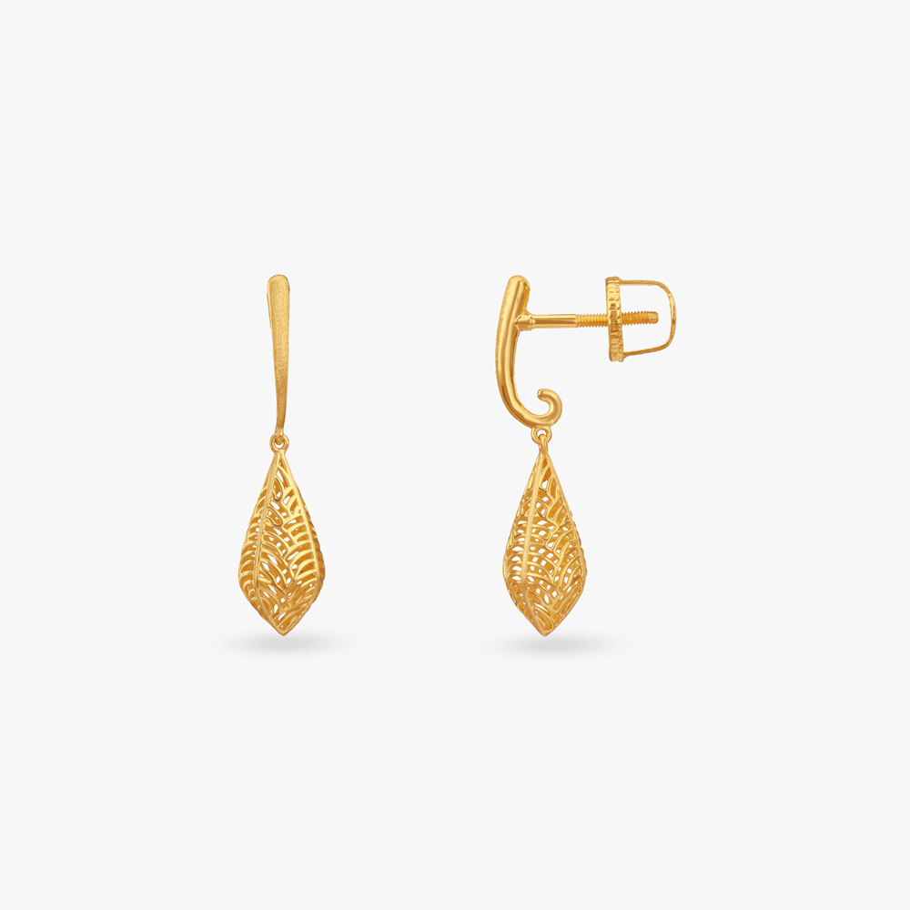 

Vine Lace Gold Hoop Earrings