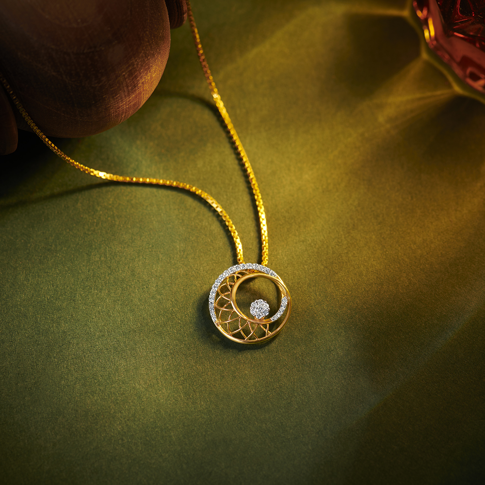 Radial Gold and Diamond Pendant