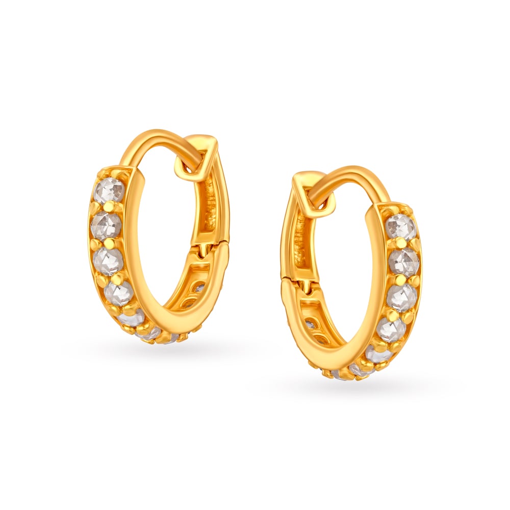 

Linear Hoop Earrings with Un-cut Diamonds