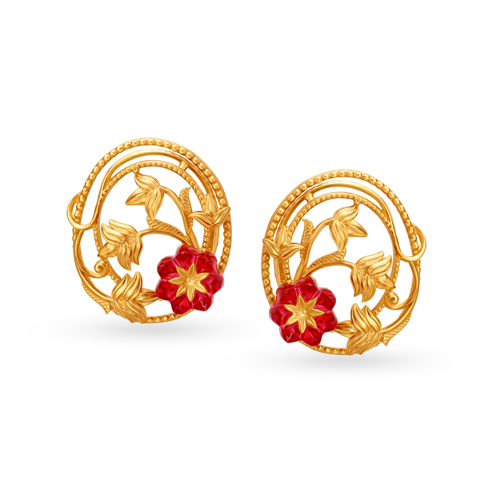 Captivating Gold Circlet Stud Earrings