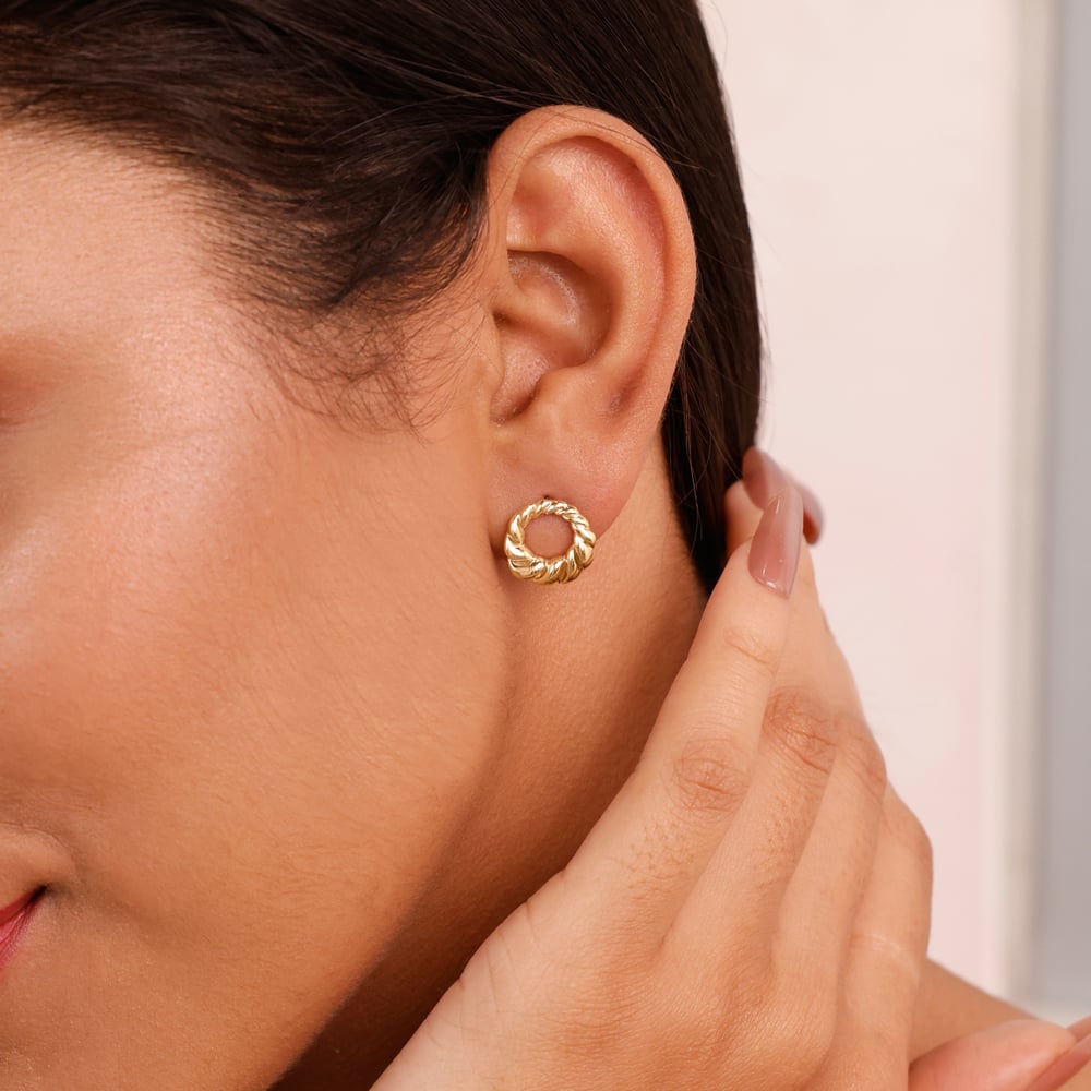 Twisted Loop Gold Stud Earrings,,hi-res image number null