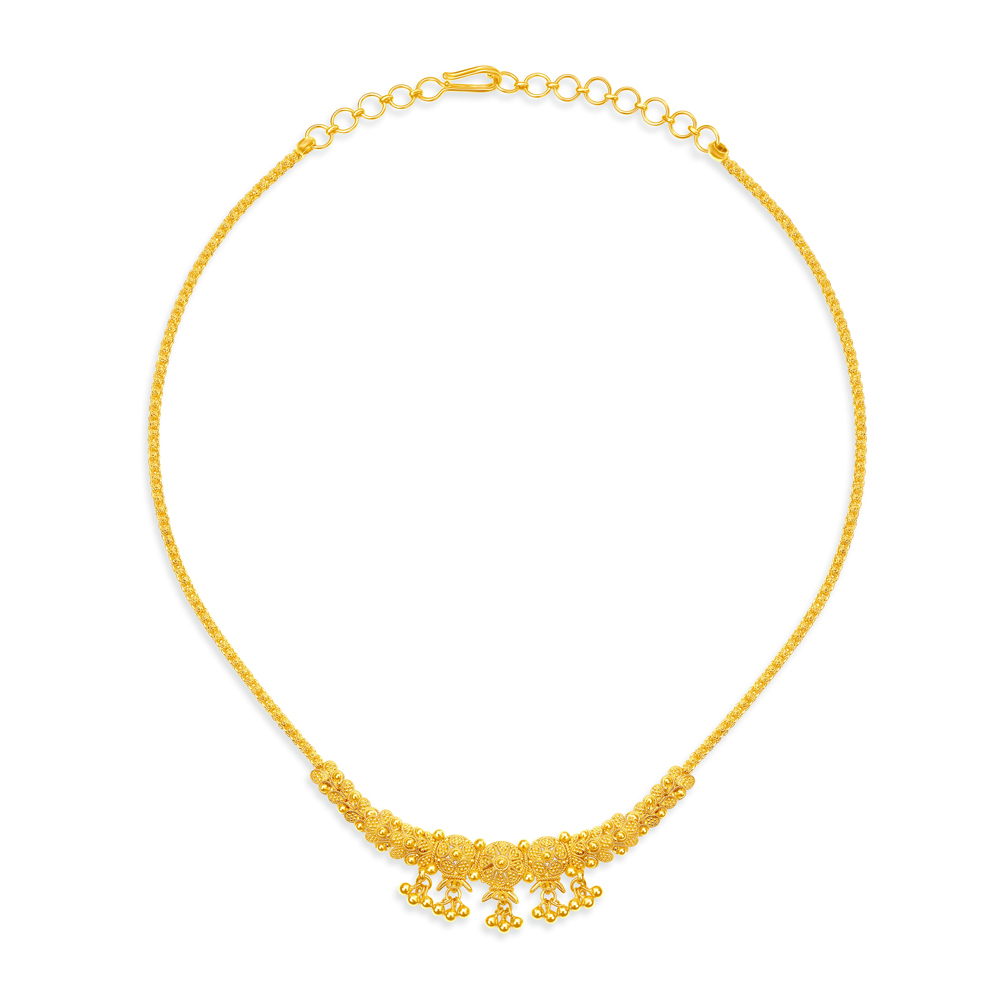 Lavish Yellow Gold Beaded Necklace and Earrings Set,,hi-res image number null