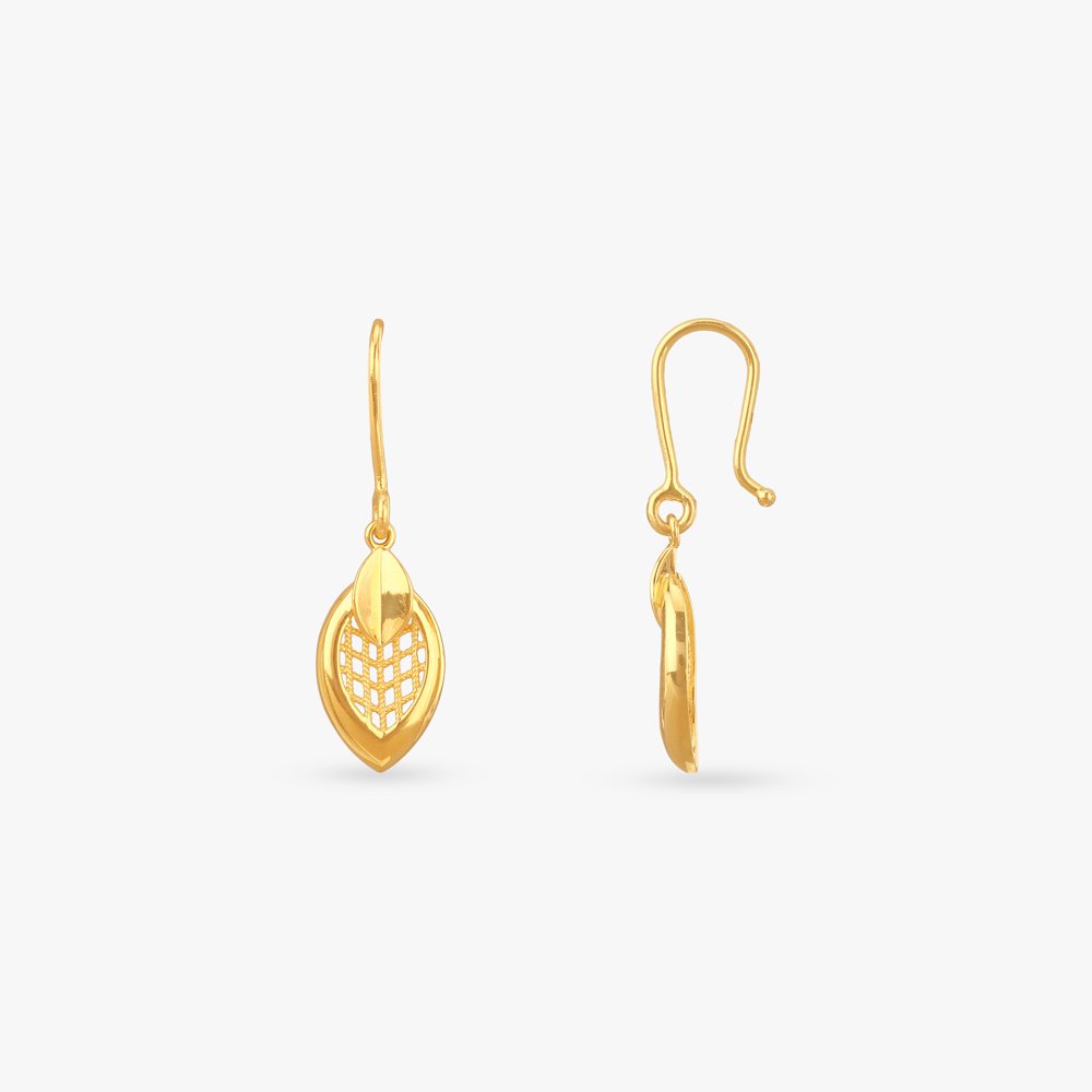 

Mesh Leaf Gold Drop Earrings