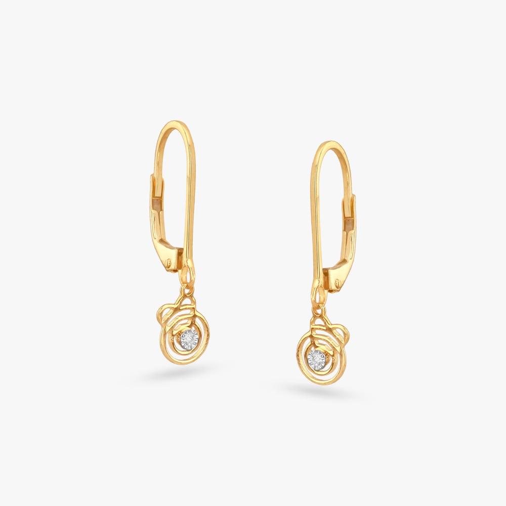 Little Swirls Diamond Hoop Earrings For Kids,,hi-res image number null