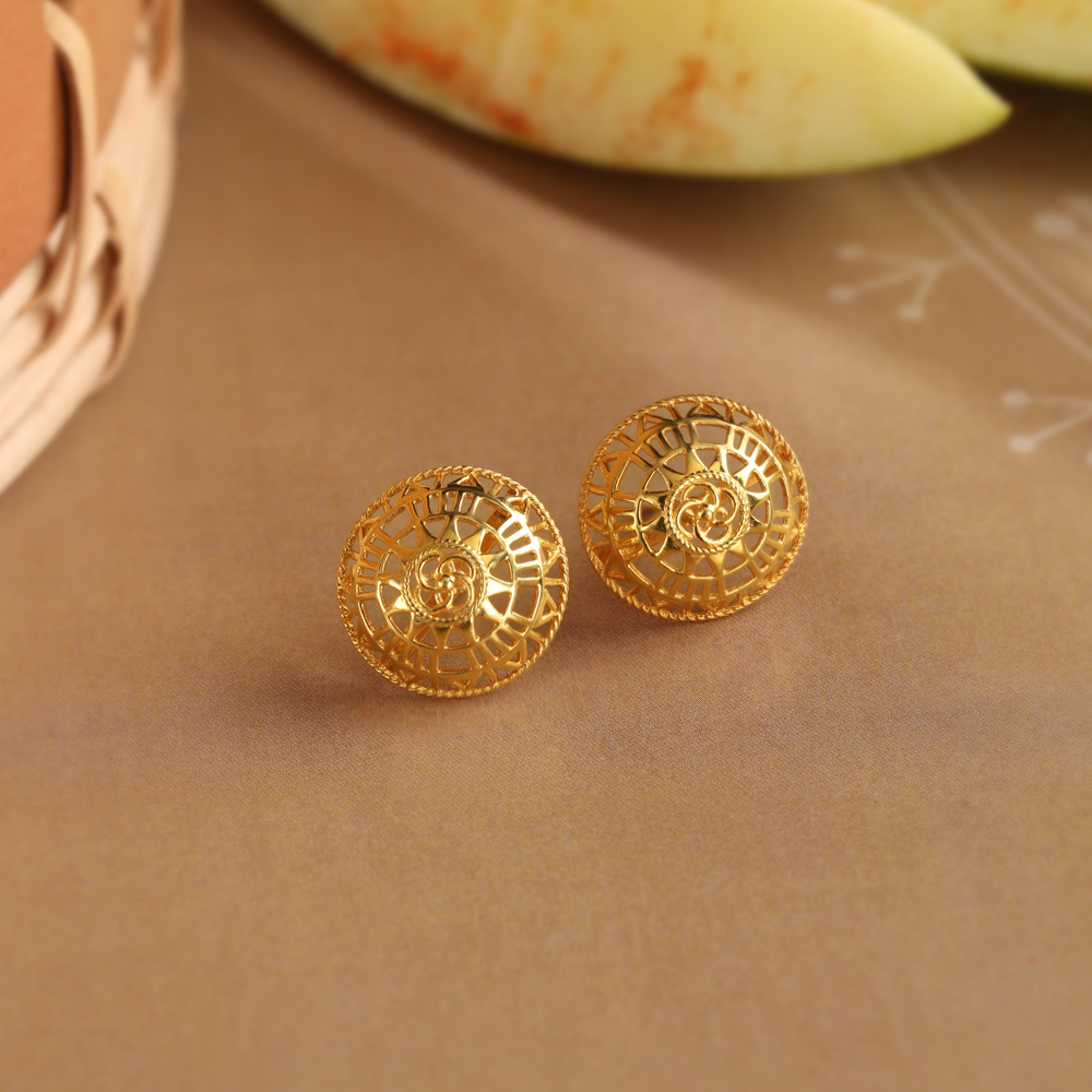Artisanal Odyssey 22KT Gold Stud Earrings,,hi-res image number null