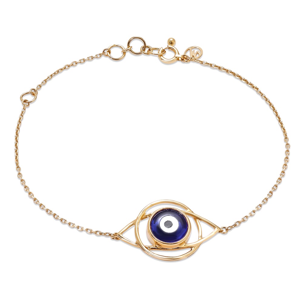 14KT Yellow Gold Geometric Evil Eye Bracelet,,hi-res image number null