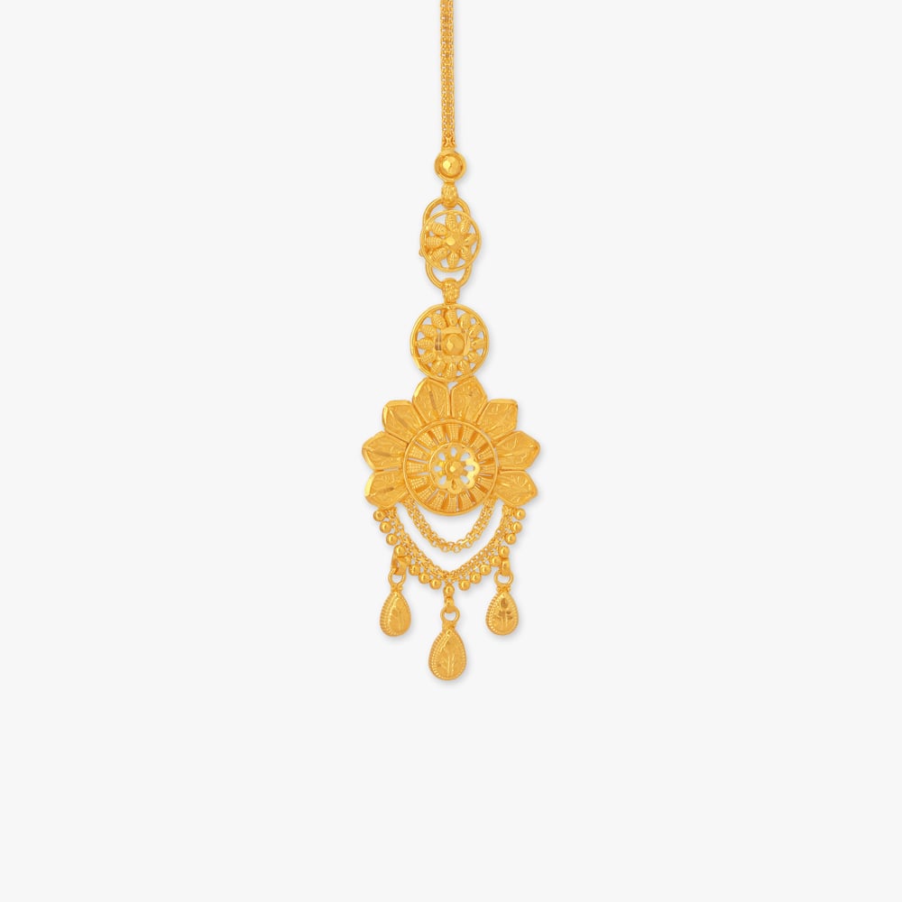 Vine Medallion Gold Maang Tikka,,hi-res image number null
