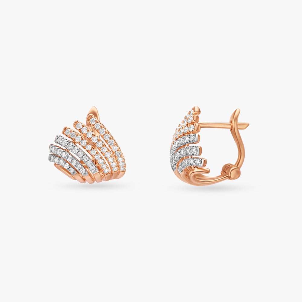 Curved Diamond Hoop Earrings,,hi-res image number null