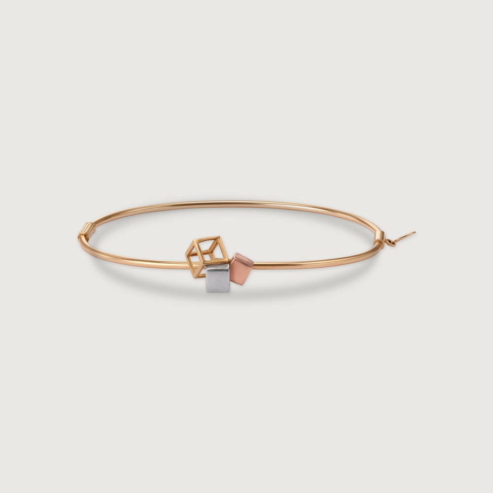 14KT Yellow-White-Rose Gold Bangle,,hi-res image number null
