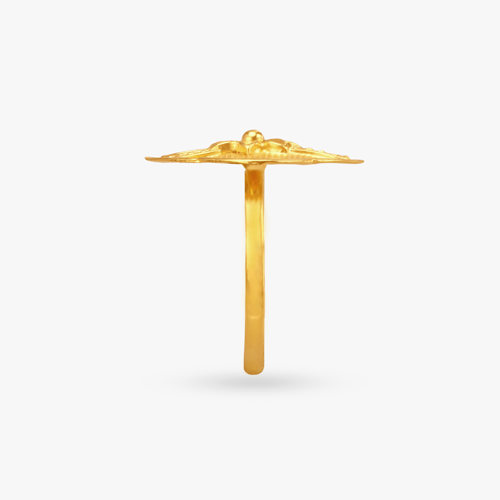 Floral Shield Gold Finger Ring,,hi-res image number null
