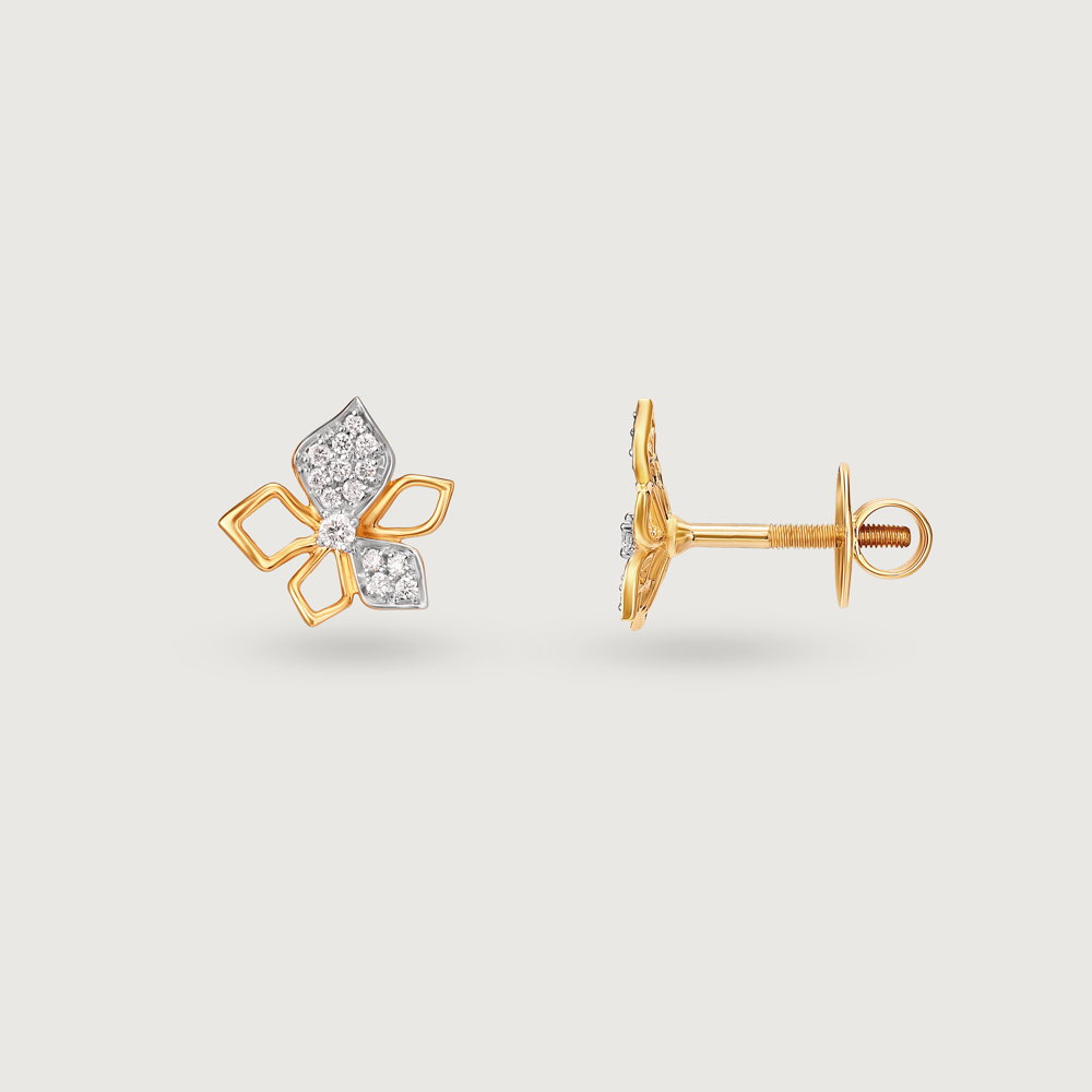 Sparkling Symmetry Gold & Diamond Stud Earrings,,hi-res image number null