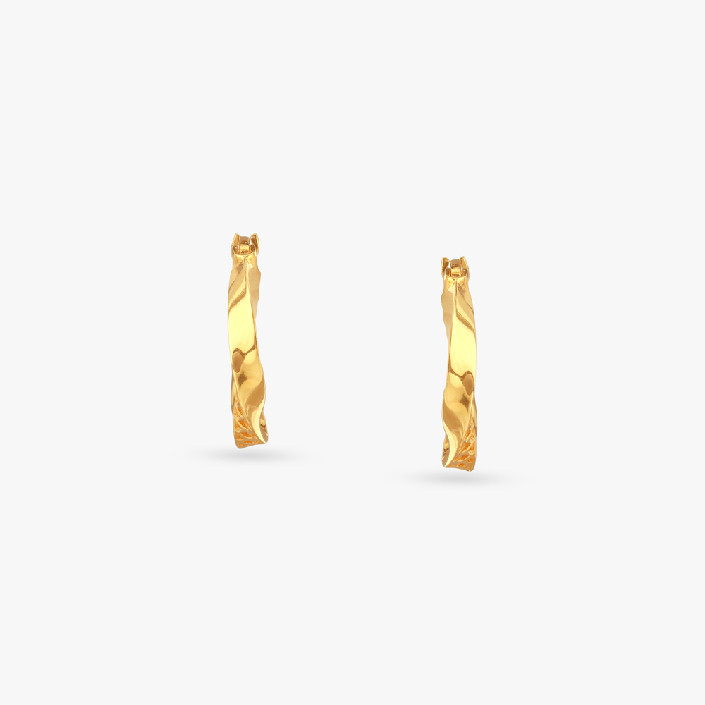 Sculpted Twisted Gold Hoop Earrings,,hi-res image number null