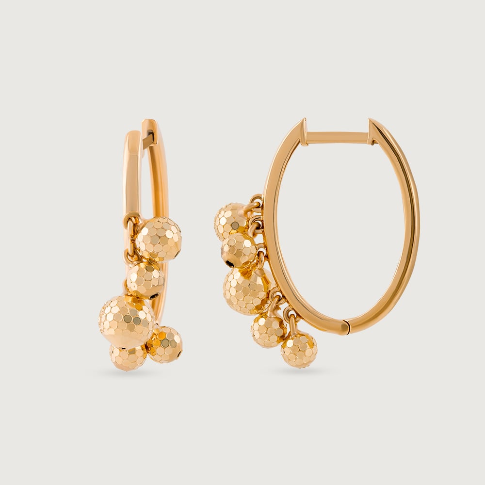 Disco Ball Gold Hoop Earrings,,hi-res image number null