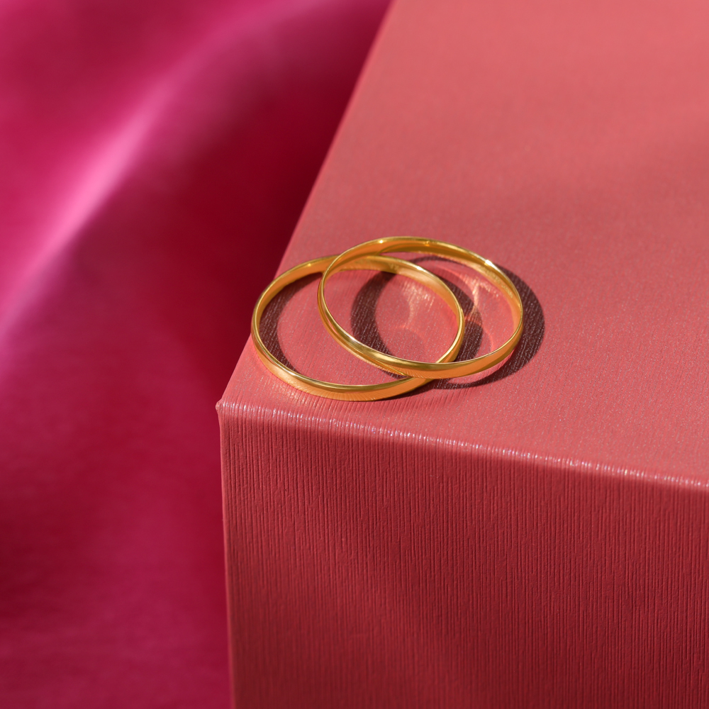 Vow of Love 18KT Gold Couple Ring -Single Piece,,hi-res image number null