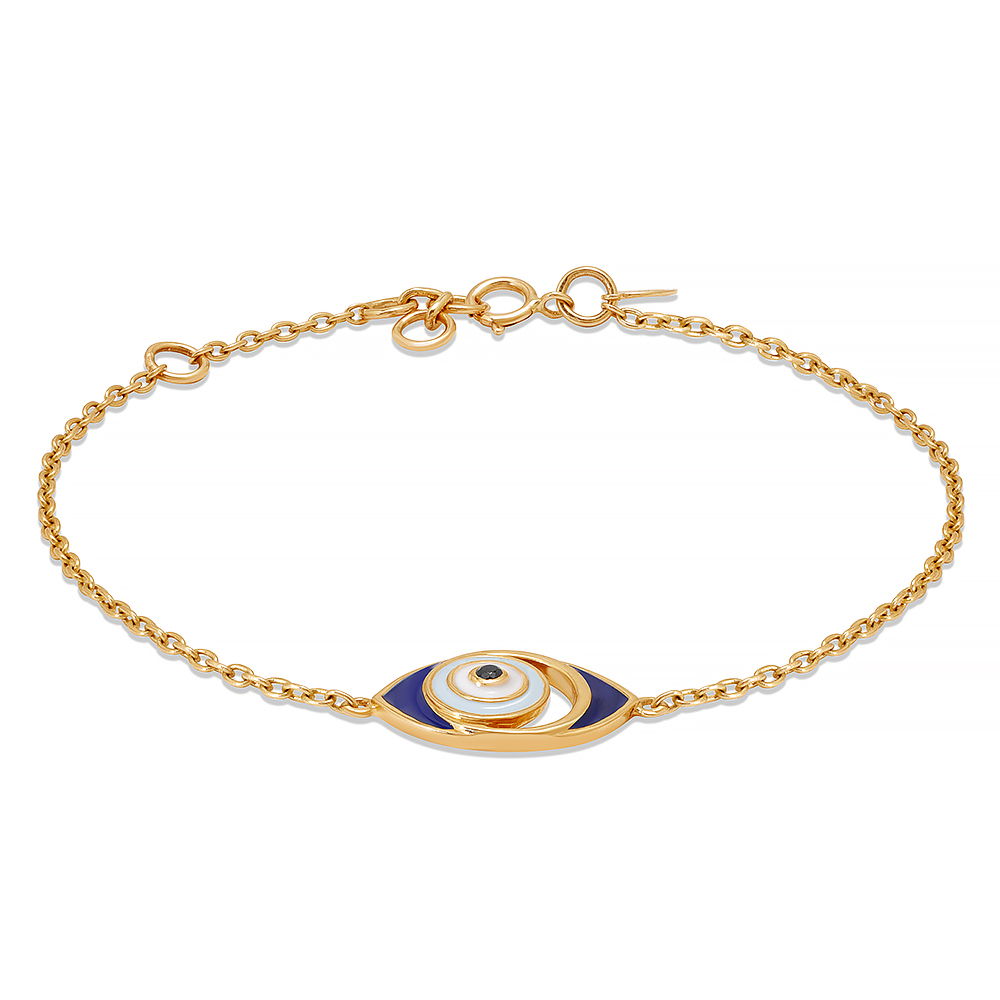 14KT Yellow White Gold Concentric Design Evil Eye Bracelet,,hi-res image number null