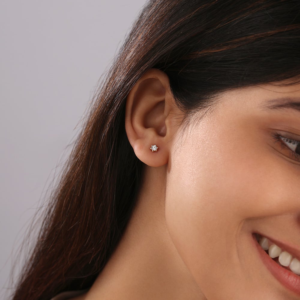 Twinkling Stars 14Kt Diamond Stud Earrings,,hi-res image number null