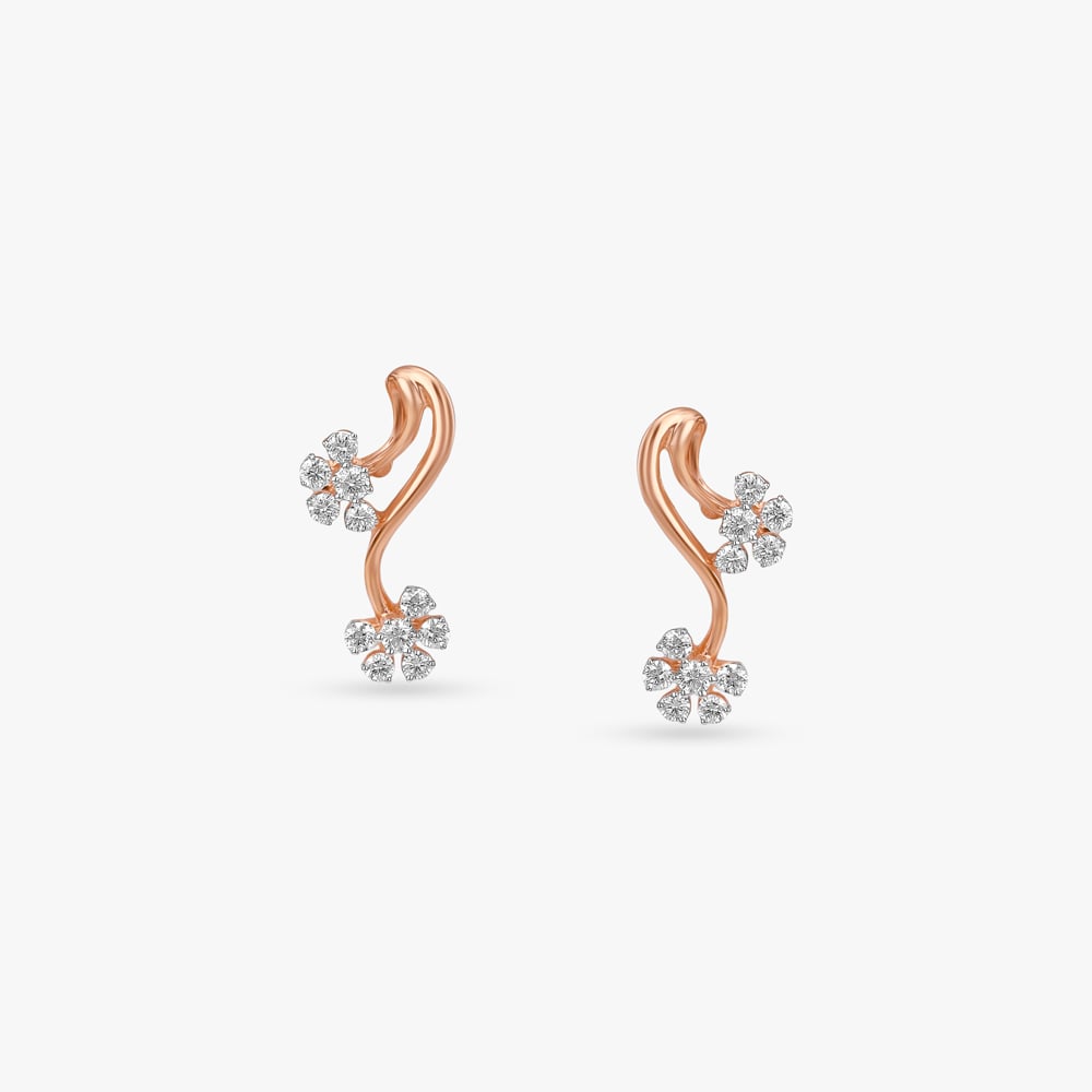 Floral Drift Diamond Stud Earrings,,hi-res image number null