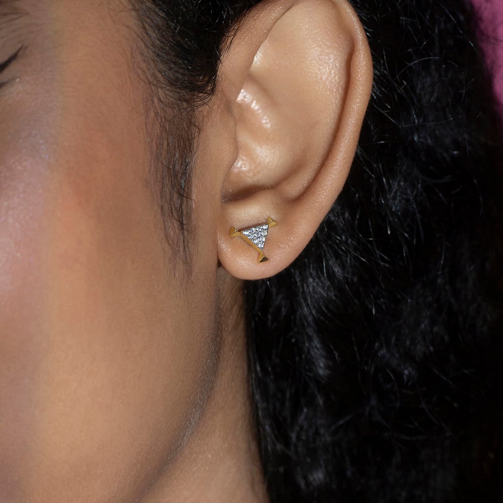 Glitzy Sequin Gold & Diamond Stud Earrings,,hi-res image number null