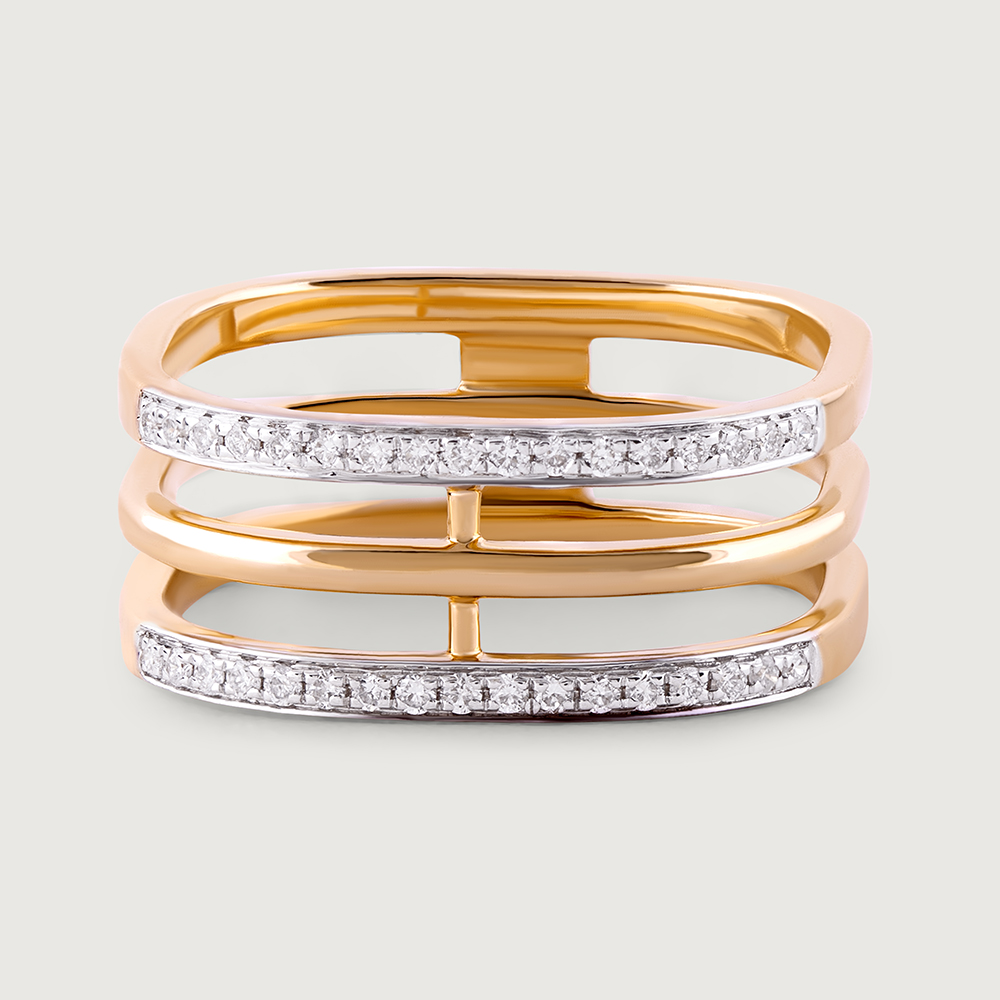 Sleek Layers Gold & Diamond Finger Ring,,hi-res image number null
