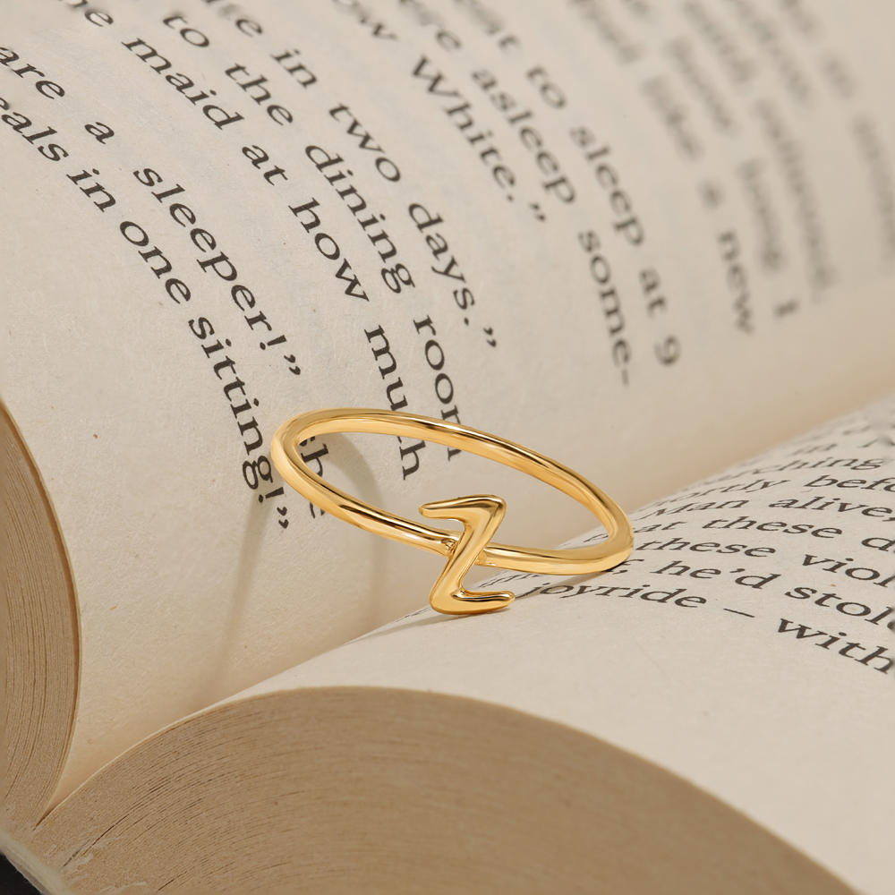 Letter Z 14KT Yellow Gold Initial Ring,,hi-res image number null
