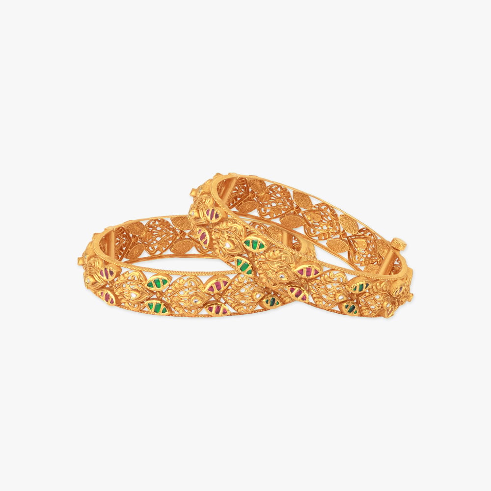 Floral Regalia Gold Bangles,,hi-res image number null