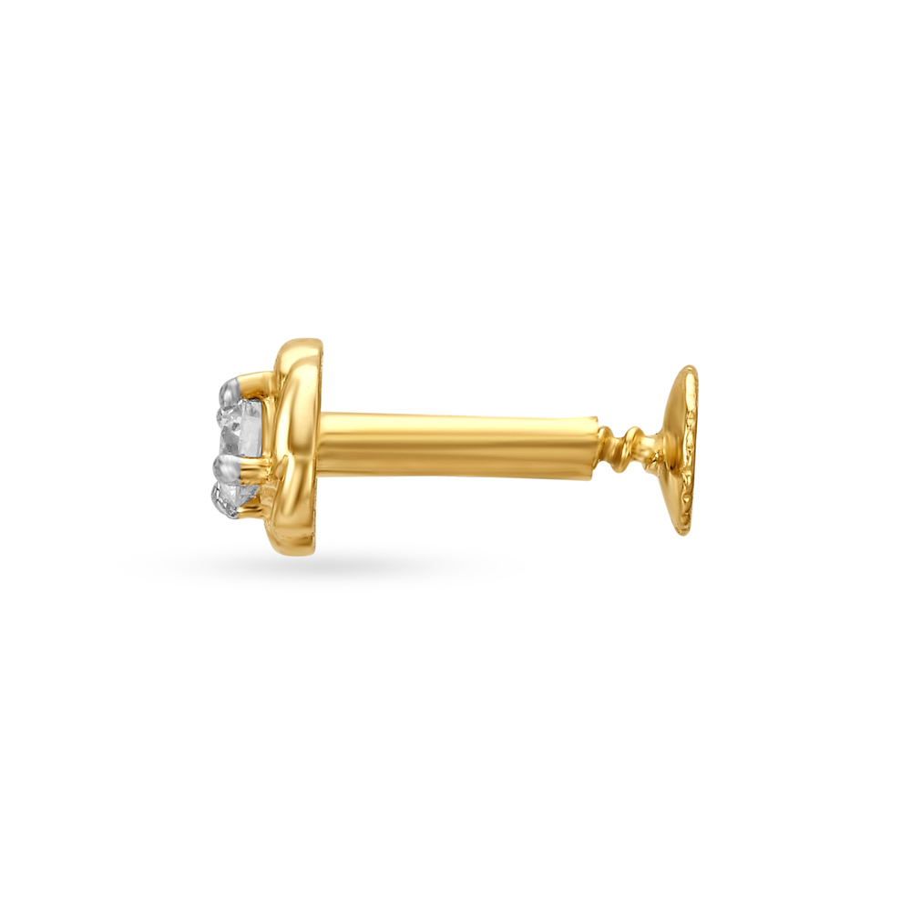 Rose Inspired Gold and Diamond Nose Pin,,hi-res image number null