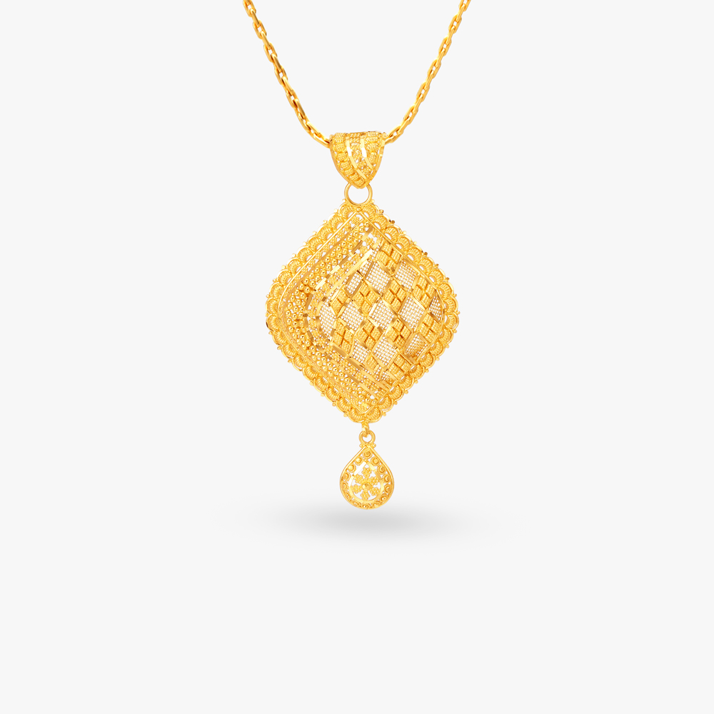 Mesmeric Gold Pendant and Earrings Set,,hi-res image number null