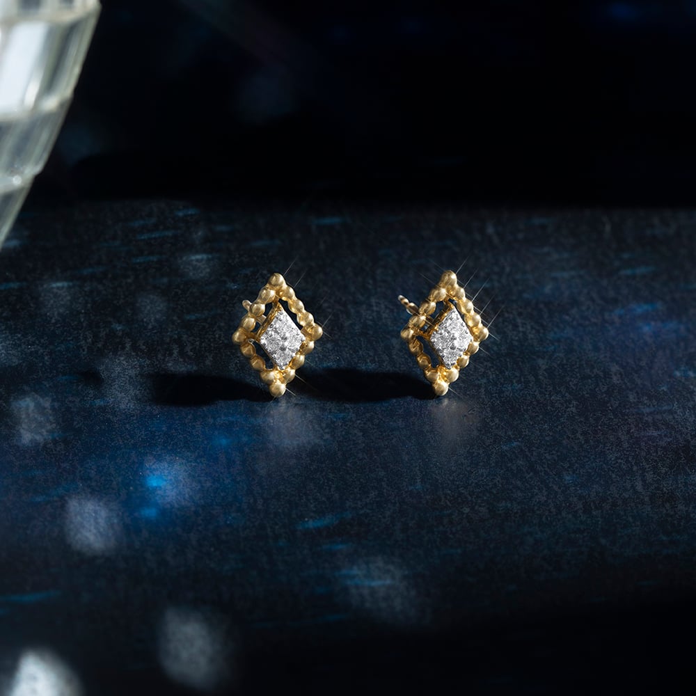 Sequine Radiance Gold & Diamond Stud Earrings,,hi-res image number null