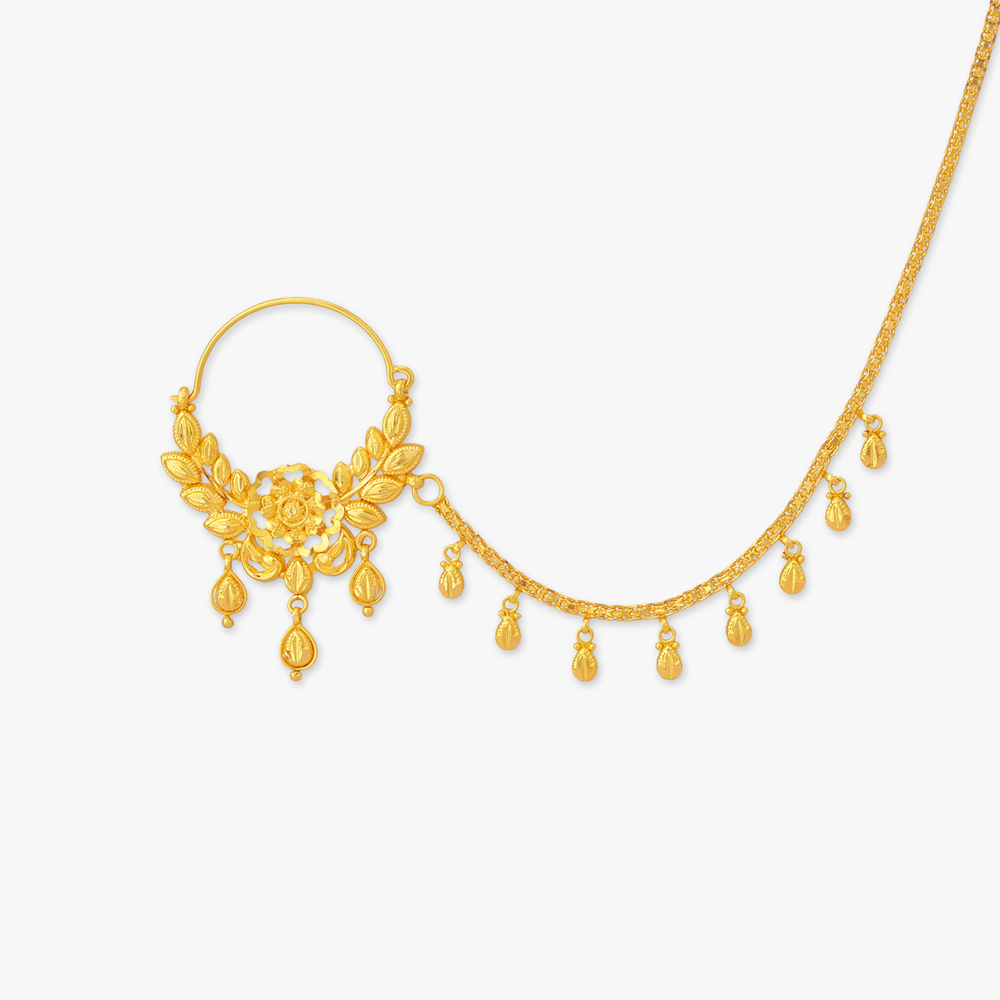 Petal Cascade Gold Nose Pin,,hi-res image number null