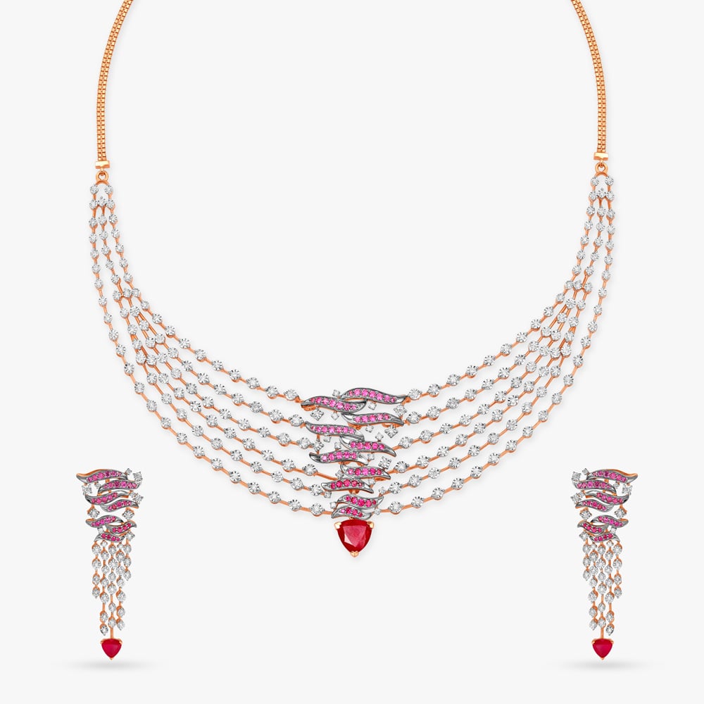 Classic three line ruby and diamond necklace | Diamond necklace designs,  Ruby and diamond necklace, Diamond jewelry necklace