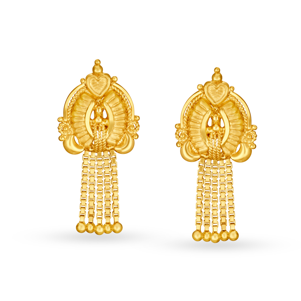 Queenly 22 Karat Yellow Gold Tasseled Drop Earrings,,hi-res image number null