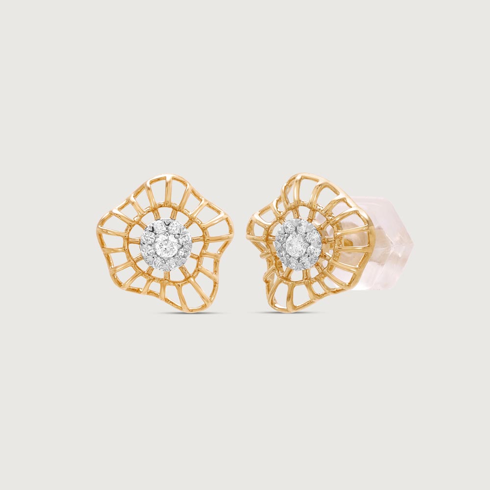 Gleaming Blossom Diamond Stud Earrings,,hi-res image number null