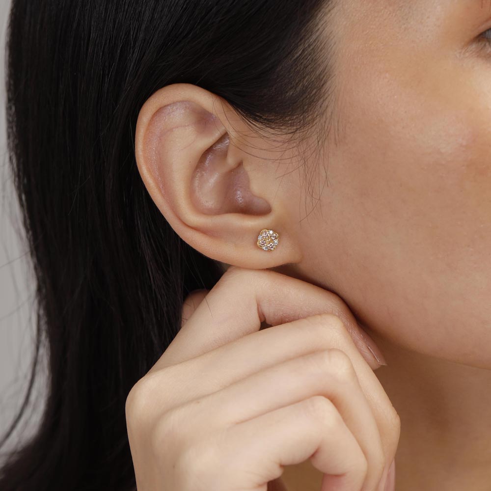 Radiant Petal Diamond Stud Earrings,,hi-res image number null