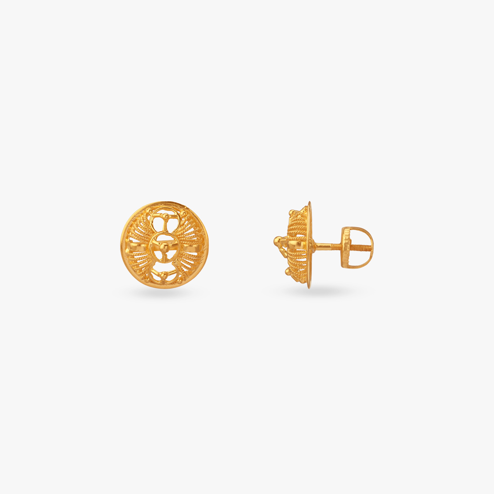 Eternal Glow Gold Stud Earrings,,hi-res image number null