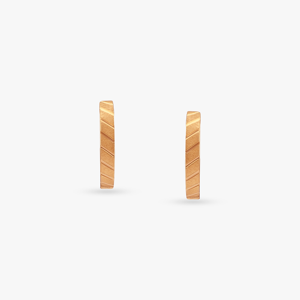 Brushed Stripe Gold Hoop Earrings,,hi-res image number null