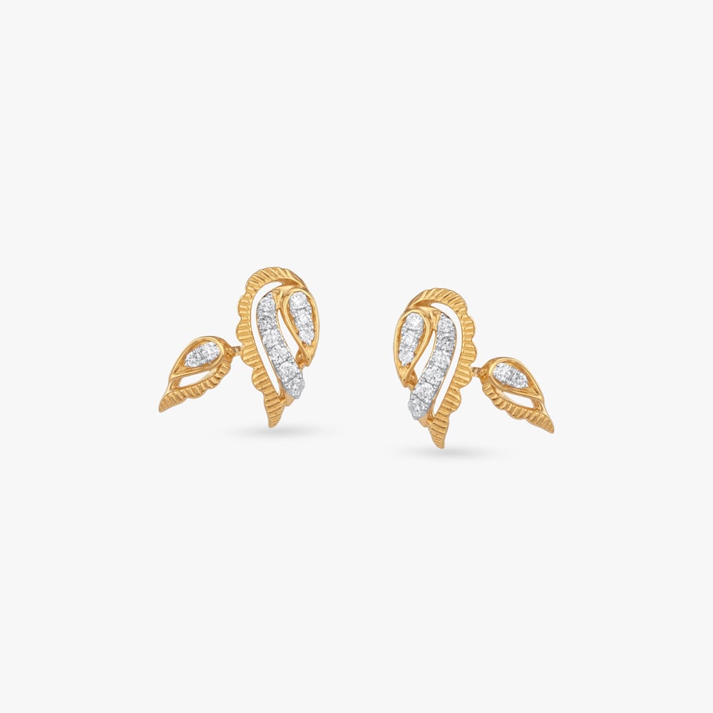 Curved Bloom Diamond Stud Earrings,,hi-res image number null