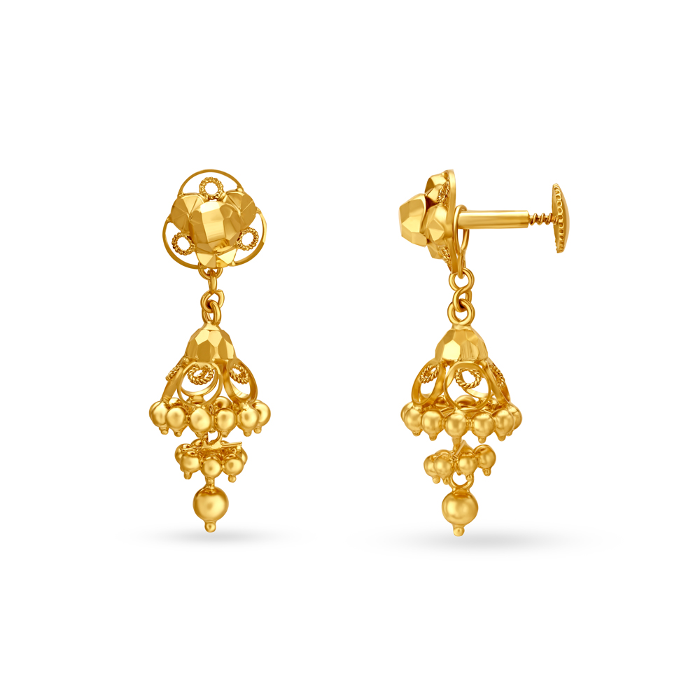 Regal Gold Drop Earrings,,hi-res image number null