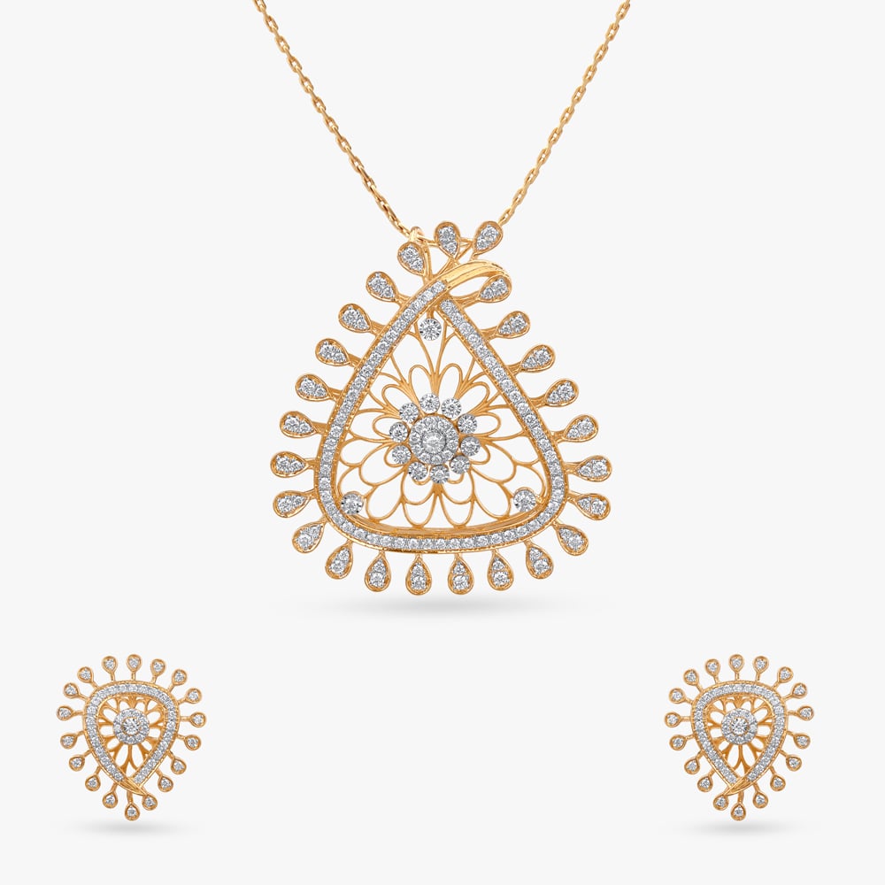 Radiant Teardrop Diamond Pendant and Earrings Set,,hi-res image number null