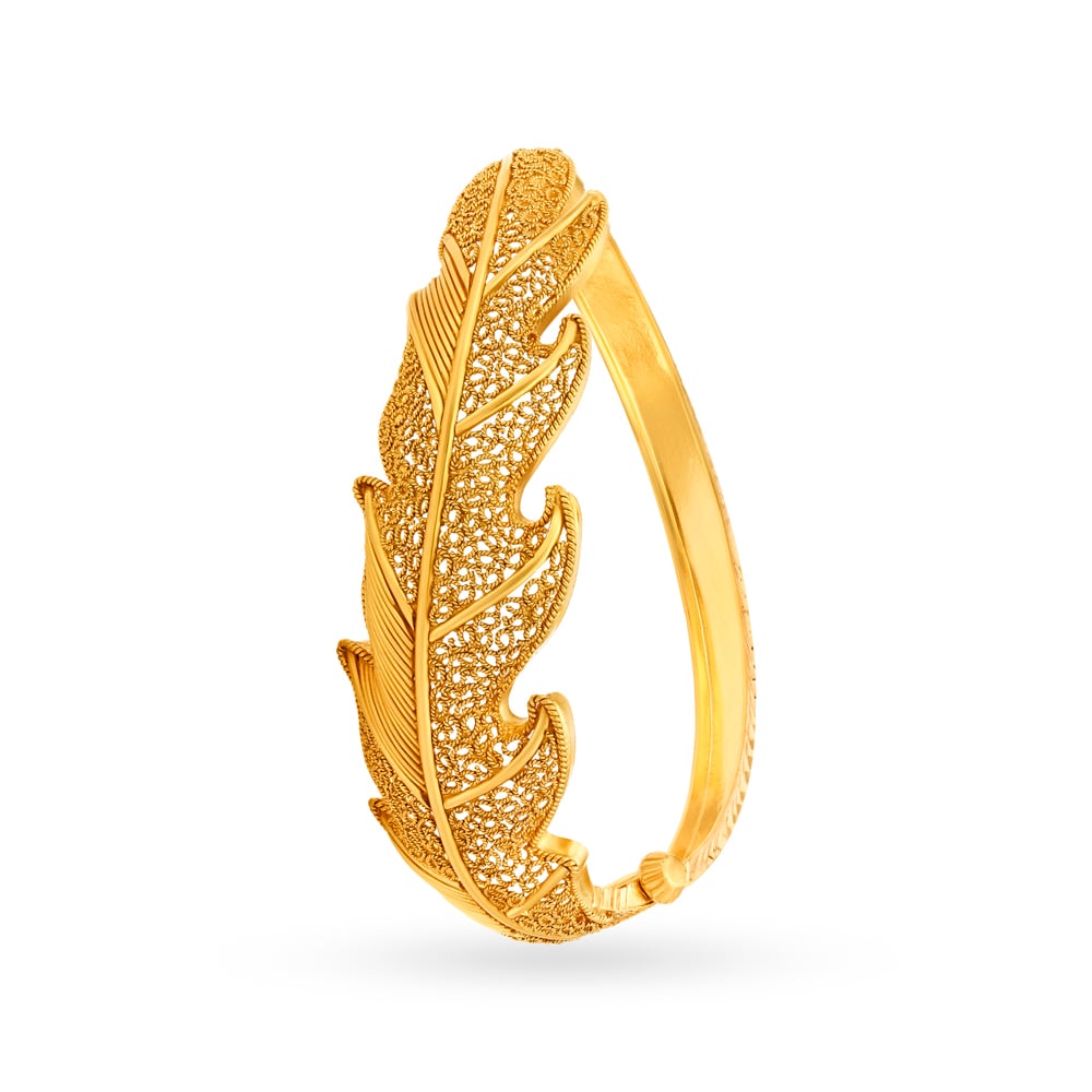 Matchless 22 Karat Yellow Gold Feather Bangle,,hi-res image number null