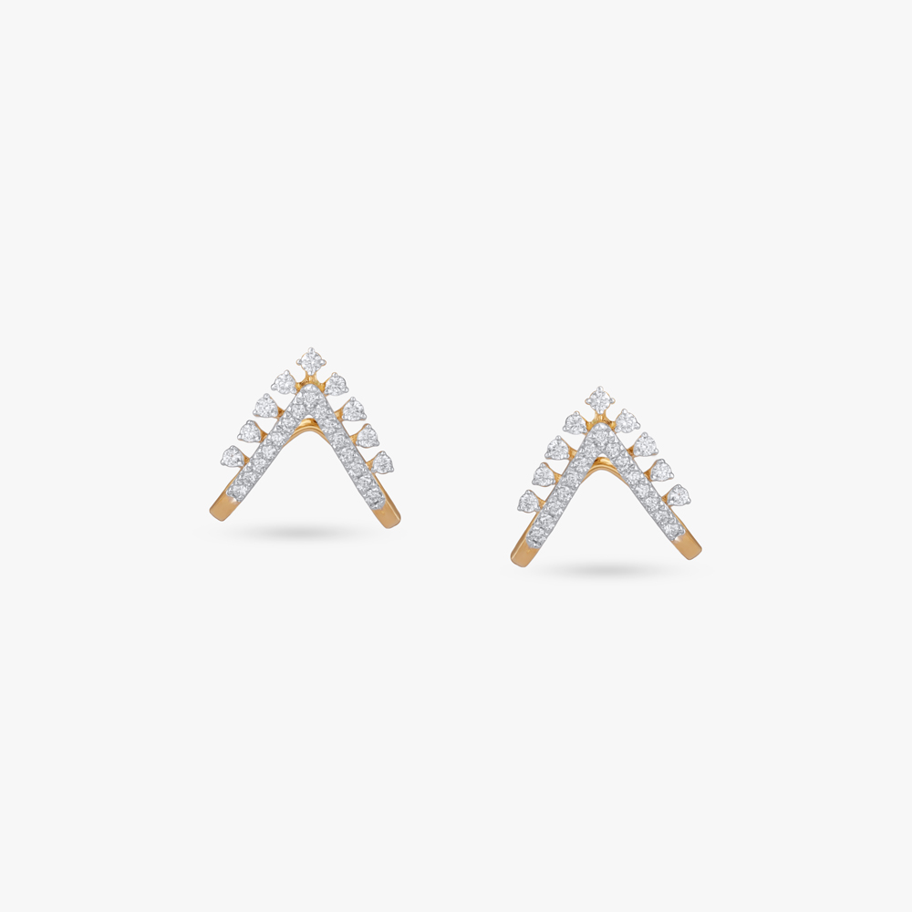 Chevron Crest Diamond Stud Earrings,,hi-res image number null