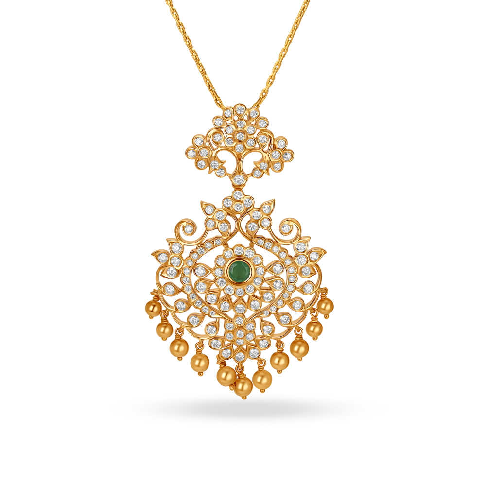 Tear Drop Diamond Studded Pendant
