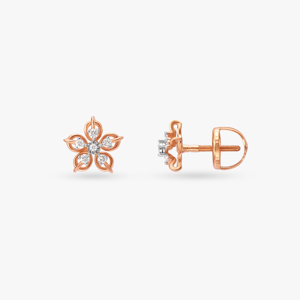 Floral Flourish Diamond Stud Earrings,,hi-res image number null