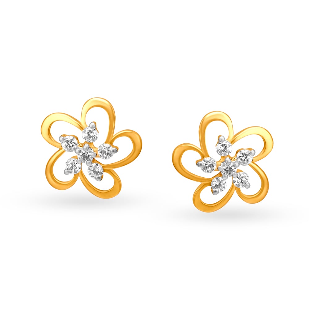 Blooming Flower Gold Stud Earrings